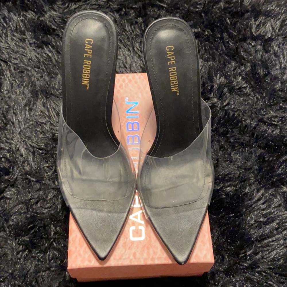 Black and clear heel